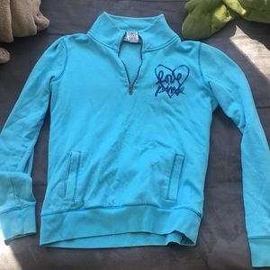 Light Blue PINK zipper neck sweatshirt